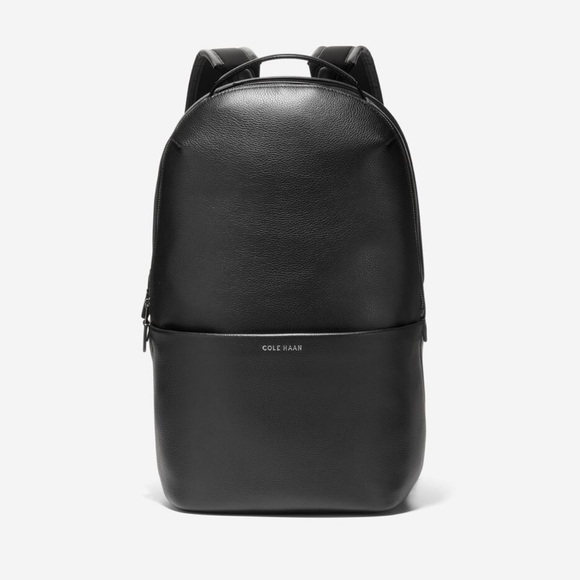 MENS COLE HAAN BLACK LEATHER BACKPACK - Picture 1 of 7